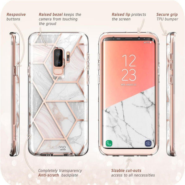 Cover For Samsung Galaxy S9 Case Cosmo Full-Body Glitter Marble Bumper Protective Cover with Built-in Screen Protector - Vimost Shop