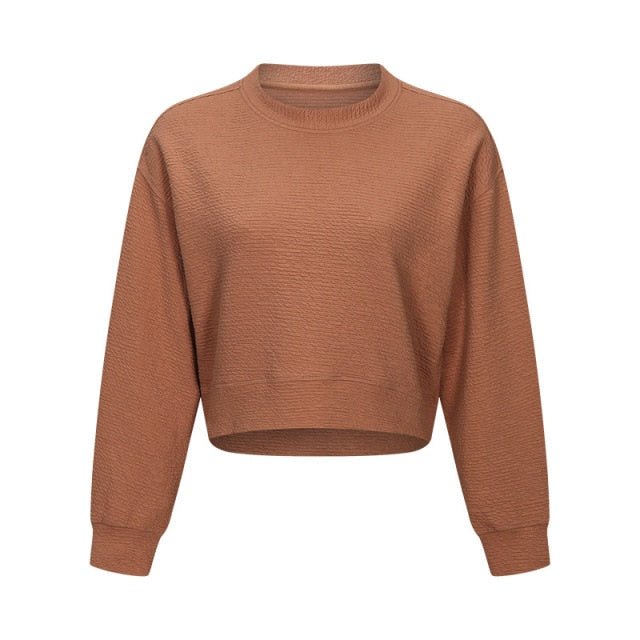 Cozy Exercise Cropped Pullover Long Sleeve Top Women Skin Friendly Leisure Gym Fitness Sport Sweatshirts XS-XL - Vimost Shop