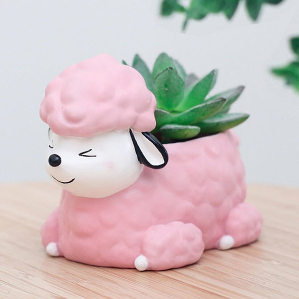Creative Flower Pot Cartoon Dog Planter Puppy Resin Planters Pots For Flowers Flower Desktop Macetas Home Garden - Vimost Shop
