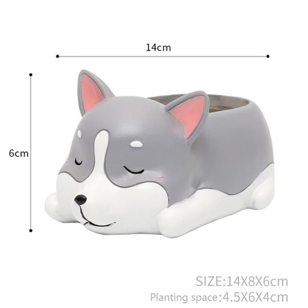 Creative Flower Pot Cartoon Dog Planter Puppy Resin Planters Pots For Flowers Flower Desktop Macetas Home Garden - Vimost Shop