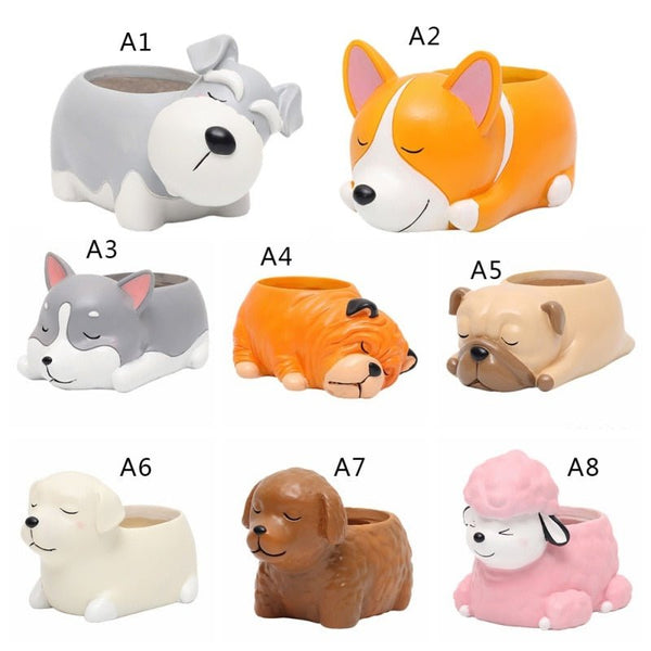Creative Flower Pot Cartoon Dog Planter Puppy Resin Planters Pots For Flowers Flower Desktop Macetas Home Garden - Vimost Shop