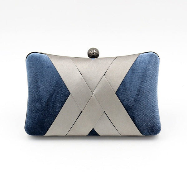 Criss Cross Satin Women Evening Bags Velvet Blue Color Party Small Day Clutch Handbags Pillow Design Holder - Vimost Shop