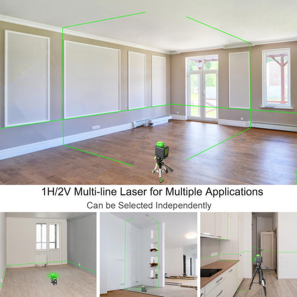 Cross Line Laser Level Green 360° Horizontal & Two Vertical Lines Self-Leveling Li-ion Battery Type-C Charging Port & Har - Vimost Shop