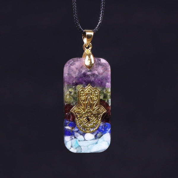 Crystal Resin Orgonite Pendant Hamsa Hand Necklace Fatima Smart Jewelry Resin Crafts Pendant - Vimost Shop