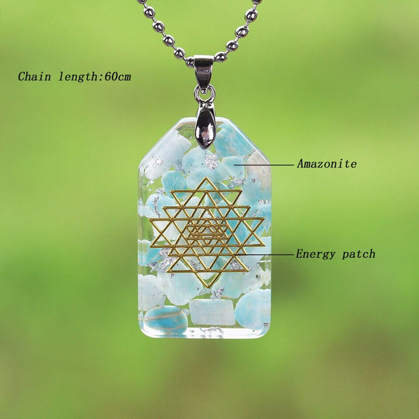 Crystal Stones Chakra Jewelry Resin Pendant Orgone Necklace Epoxy Resin Orgone Energy Pendant - Vimost Shop