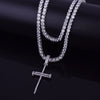 Cubic Zircon Nail Cross Pendant With 4mm Tennis Chain Necklace Set Gold Color Men's Hip hop Jewelry - Vimost Shop