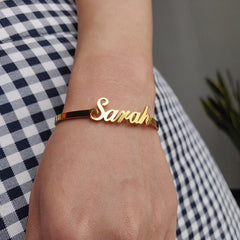 Custom Name Bracelets Bangles Gold Bangle Personalized Name Bangle Stainless Steel Adjustable Nameplate Kids - Vimost Shop