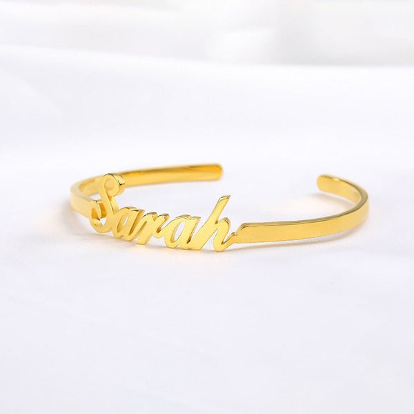 Custom Name Bracelets Bangles Gold Bangle Personalized Name Bangle Stainless Steel Adjustable Nameplate Kids - Vimost Shop