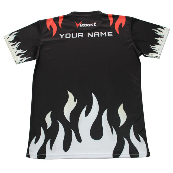 Custom White and Black Flame Gaming Jersey - Vimost Shop