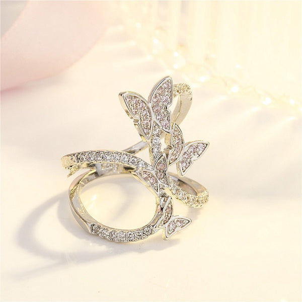 Cute Butterfly Ring For Women Zircon Luxury Finger Shaped Accessorie Fashion Jewelry Korean Version Twist Knucle Rings Femme - Vimost Shop