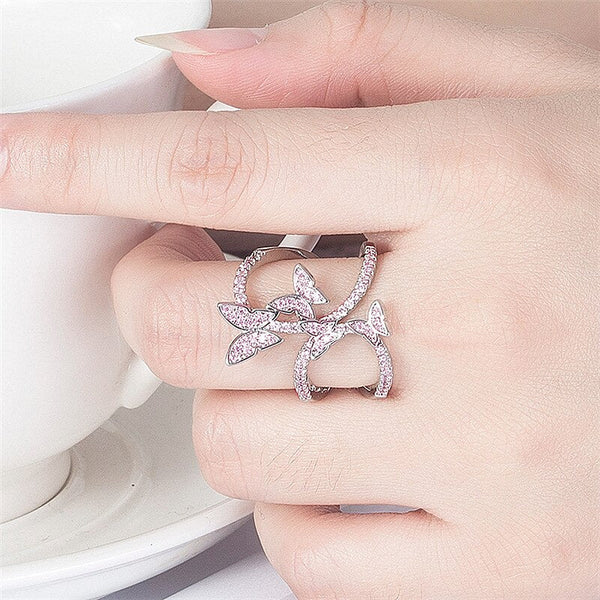 Cute Butterfly Ring For Women Zircon Luxury Finger Shaped Accessorie Fashion Jewelry Korean Version Twist Knucle Rings Femme - Vimost Shop