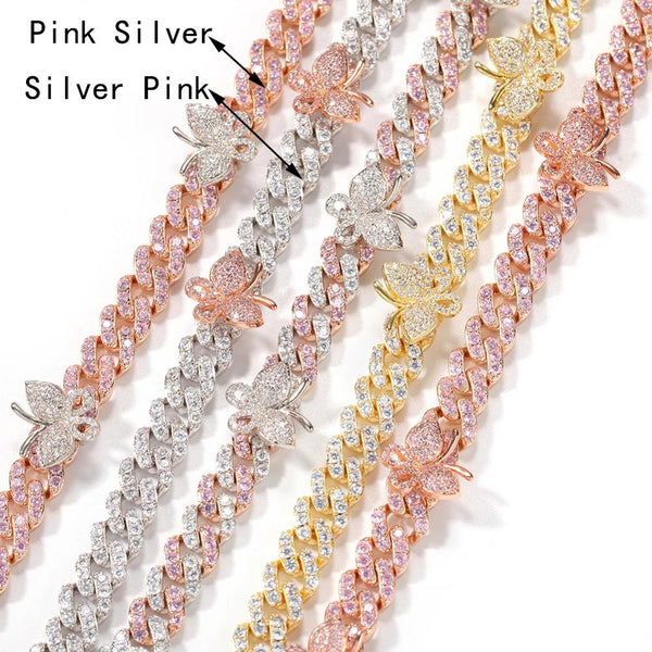 Cute Cuban Link Butterfly Bracelet Wholesale Gold Iced Out Crystal Rhinestone Bracelets for Women Jewelry Luxury Gift - Vimost Shop