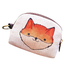 Cute Short Wallet Women Vintage Canvas Coin Purse Girl Card Holder Clutch Kids Cartoon Cat/Fox/Owl Small Change Purses - Vimost Shop