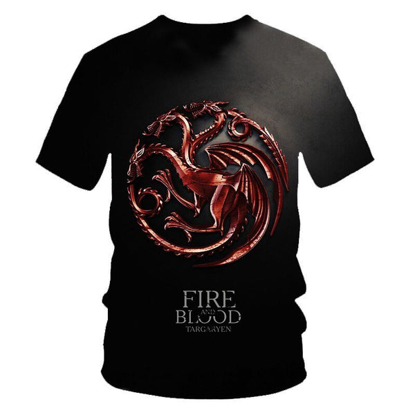 Daenerys Targaryen Character O Neck Tshirt 3D Printed Game Of Thrones Large Size T-shirt Men's Leisure Tee - Vimost Shop