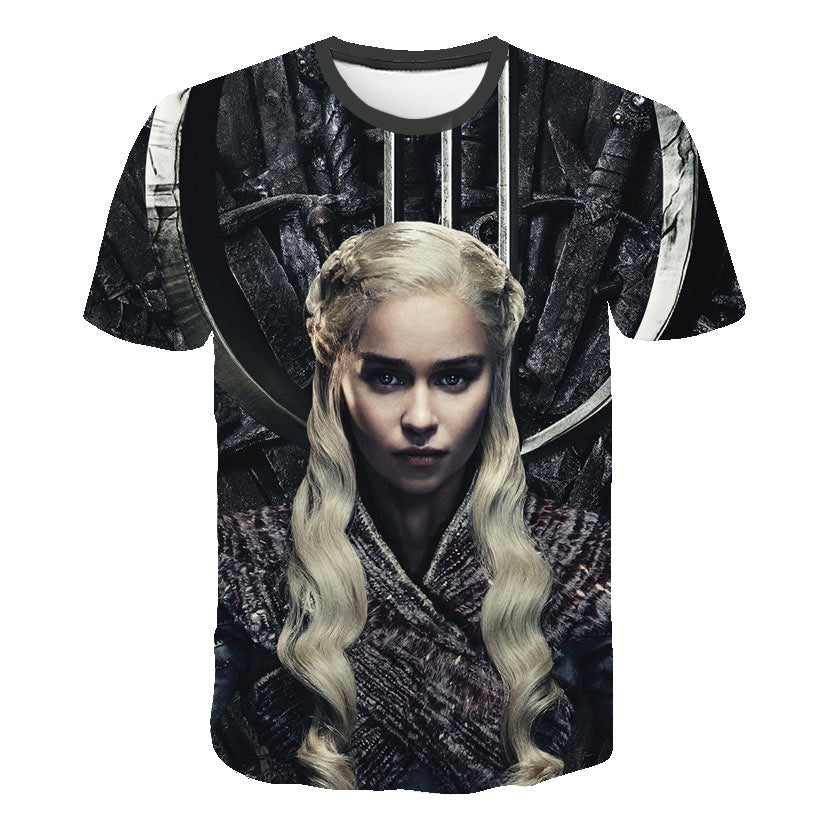 Daenerys Targaryen Character O Neck Tshirt 3D Printed Game Of Thrones Large Size T-shirt Men's Leisure Tee - Vimost Shop