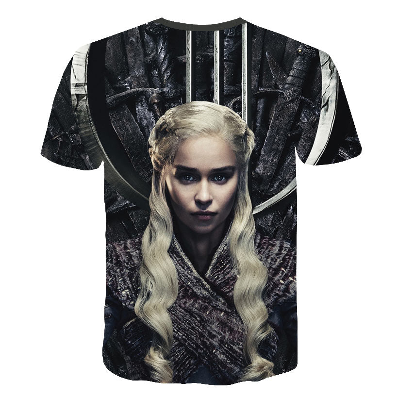 Daenerys Targaryen Character O Neck Tshirt 3D Printed Game Of Thrones Large Size T-shirt Men's Leisure Tee - Vimost Shop