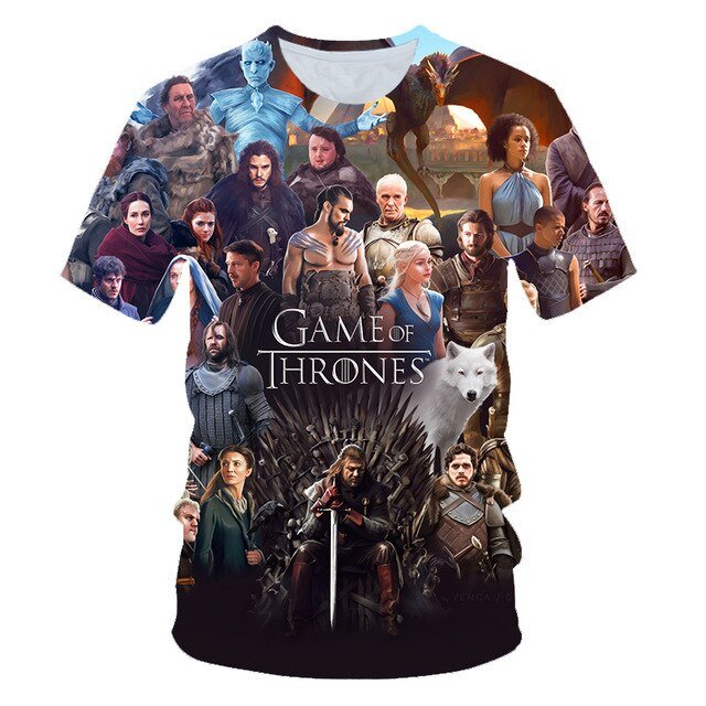 Daenerys Targaryen Character O Neck Tshirt 3D Printed Game Of Thrones Large Size T-shirt Men's Leisure Tee - Vimost Shop