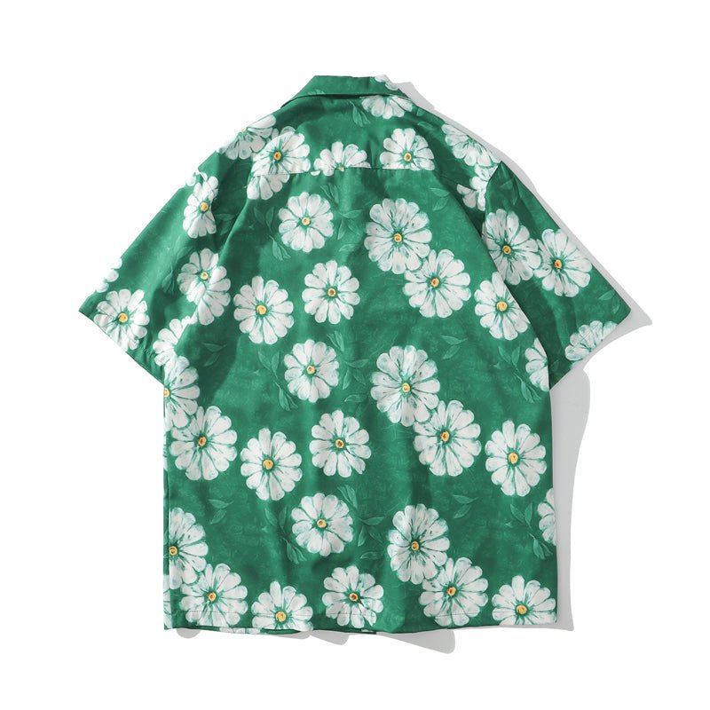 Daisy Flower Print Hip Hop Shirts Short Sleeve Summer Beach Streetwear Hawaiian Shirts Men Casual Harajuku Aloha Shirt - Vimost Shop