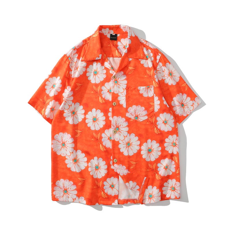 Daisy Flower Print Hip Hop Shirts Short Sleeve Summer Beach Streetwear Hawaiian Shirts Men Casual Harajuku Aloha Shirt - Vimost Shop