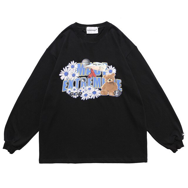 Daisy Flowers Funny Toy Print LooseSweatshirts Men High Street Harajuku Streetwear - Vimost Shop