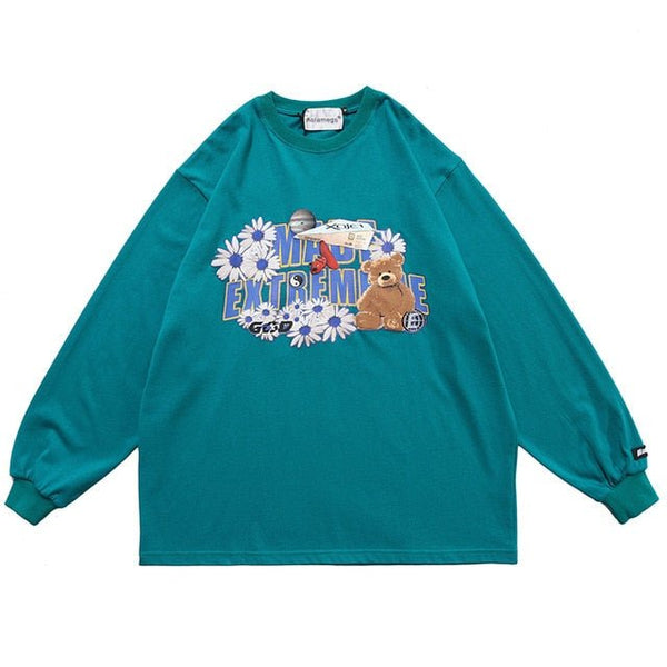 Daisy Flowers Funny Toy Print LooseSweatshirts Men High Street Harajuku Streetwear - Vimost Shop
