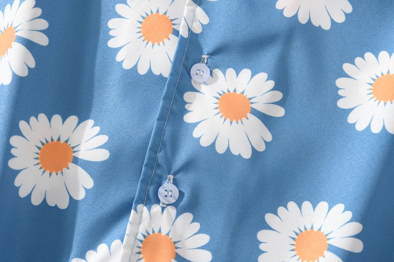 Daisy Print Aloha Shirts Hip Hop Harajuku Men Short Sleeve Beach Hawaiian Flower Shirts Casual Camisa Masculina Shirt - Vimost Shop