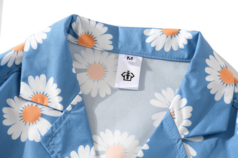 Daisy Print Aloha Shirts Hip Hop Harajuku Men Short Sleeve Beach Hawaiian Flower Shirts Casual Camisa Masculina Shirt - Vimost Shop