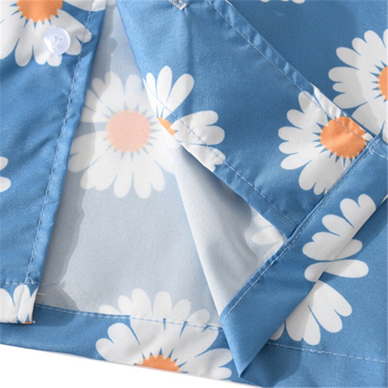 Daisy Print Aloha Shirts Hip Hop Harajuku Men Short Sleeve Beach Hawaiian Flower Shirts Casual Camisa Masculina Shirt - Vimost Shop