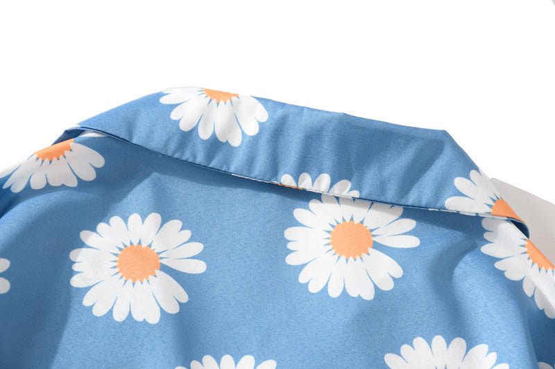 Daisy Print Aloha Shirts Hip Hop Harajuku Men Short Sleeve Beach Hawaiian Flower Shirts Casual Camisa Masculina Shirt - Vimost Shop