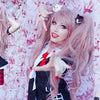 Danganronpa: Enoshima Junko Cosplay Wig Heat Resistant Long pink Natural Wave Wig With Ponytail Clip with Bangs+Hair Cap - Vimost Shop