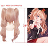 Danganronpa: Enoshima Junko Cosplay Wig Heat Resistant Long pink Natural Wave Wig With Ponytail Clip with Bangs+Hair Cap - Vimost Shop