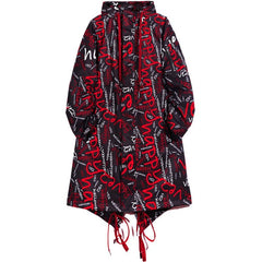 DARK Extra Long Jacket Trench Men Full Letter Print Harajuku Windbreaker Nightclub Overcoat Male Casual Outwear - Vimost Shop