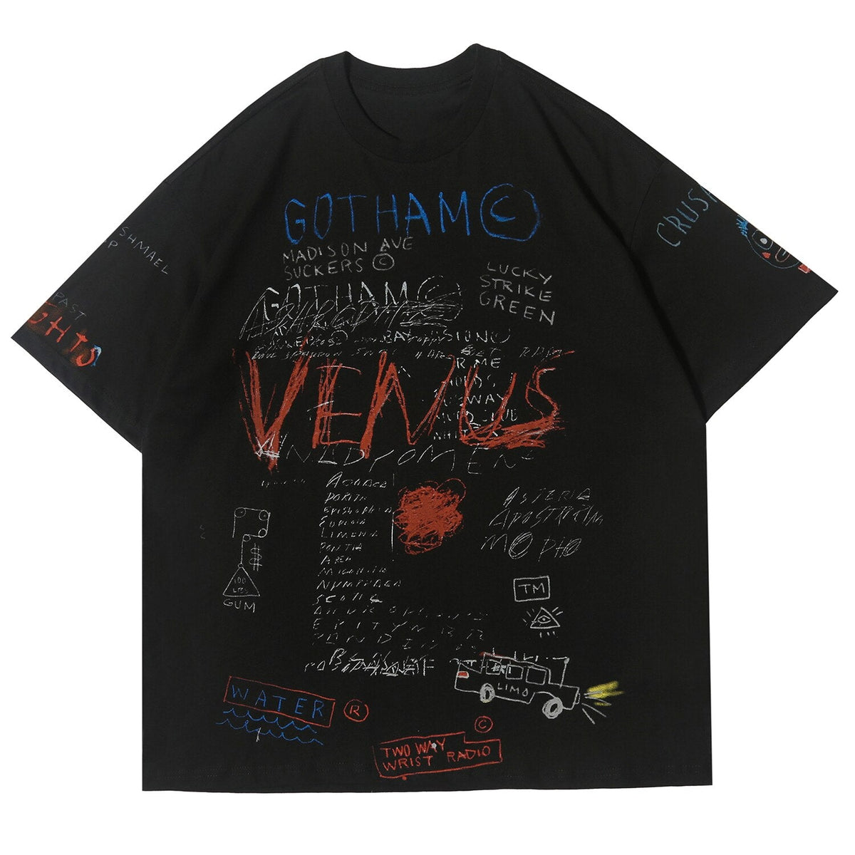 DARK Hip Hop Cartoon Letter Graffiti T Shirt Men Harajuku Streetwear Tops Tees Casual Cotton Short Sleeve tshirts - Vimost Shop