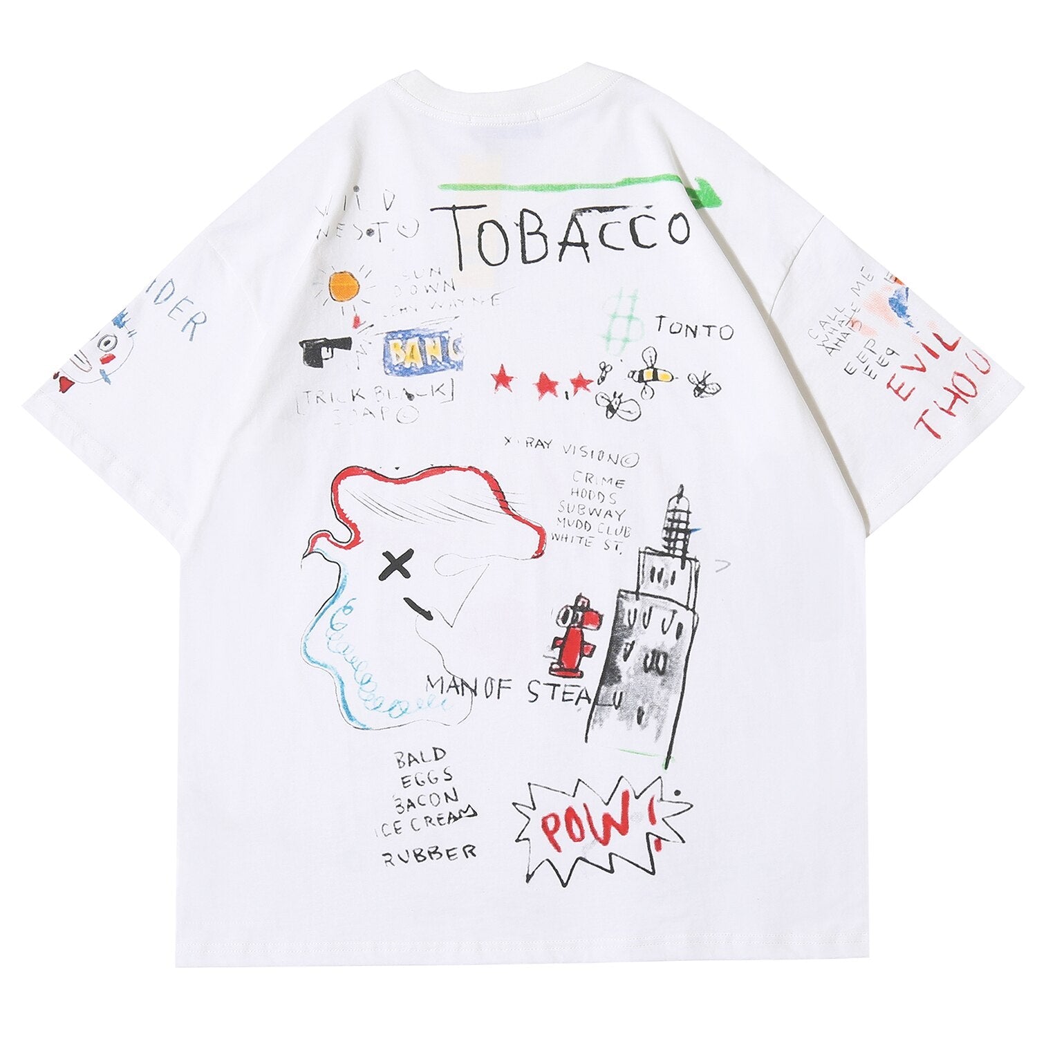 DARK Hip Hop Cartoon Letter Graffiti T Shirt Men Harajuku Streetwear Tops Tees Casual Cotton Short Sleeve tshirts - Vimost Shop