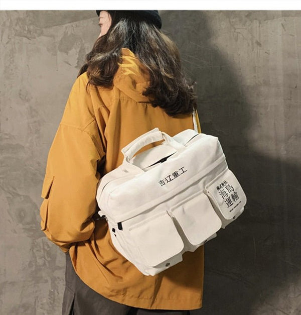 DARK Hip Hop Men's Backpacks Women Hasp Vintage Ribbon Korean Canvas Streetwear Harajuku Backpacks School Bags - Vimost Shop