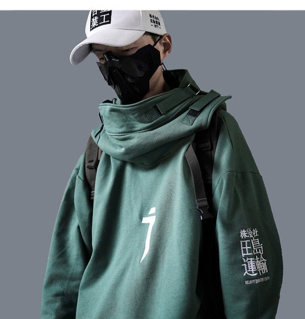 DARK Japanese Streetwear Hoodie Men Harajuku Neck Fish Mouth Pullovers Sweatshirts Oversized Hip Hop Hoodies Techwear - Vimost Shop
