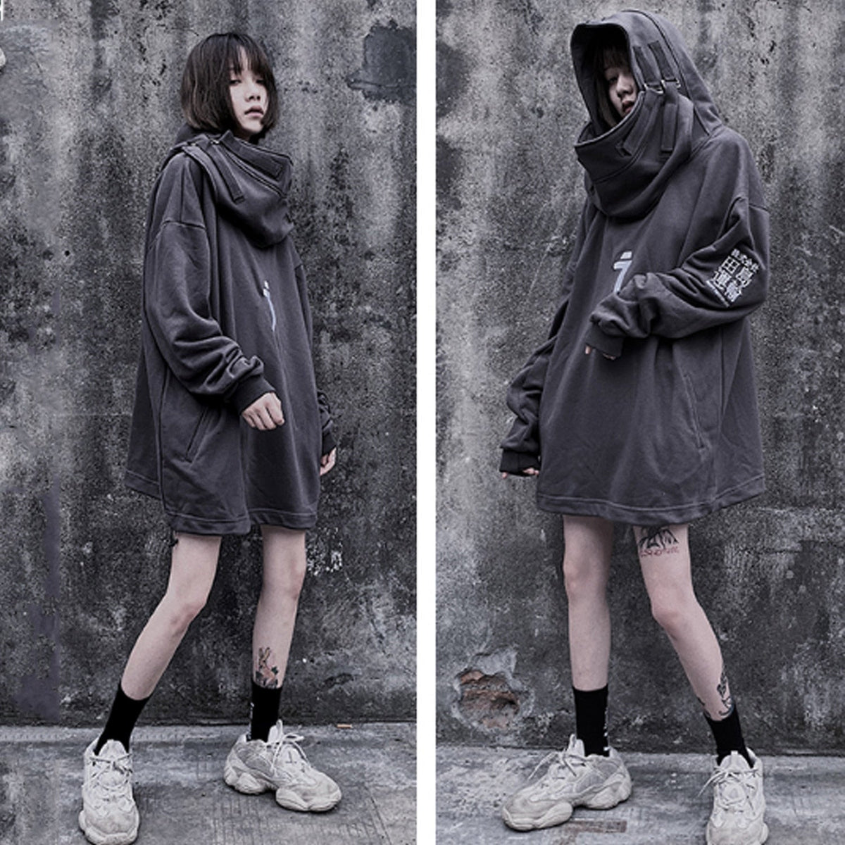 DARK Japanese Streetwear Hoodie Men Harajuku Neck Fish Mouth Pullovers Sweatshirts Oversized Hip Hop Hoodies Techwear - Vimost Shop