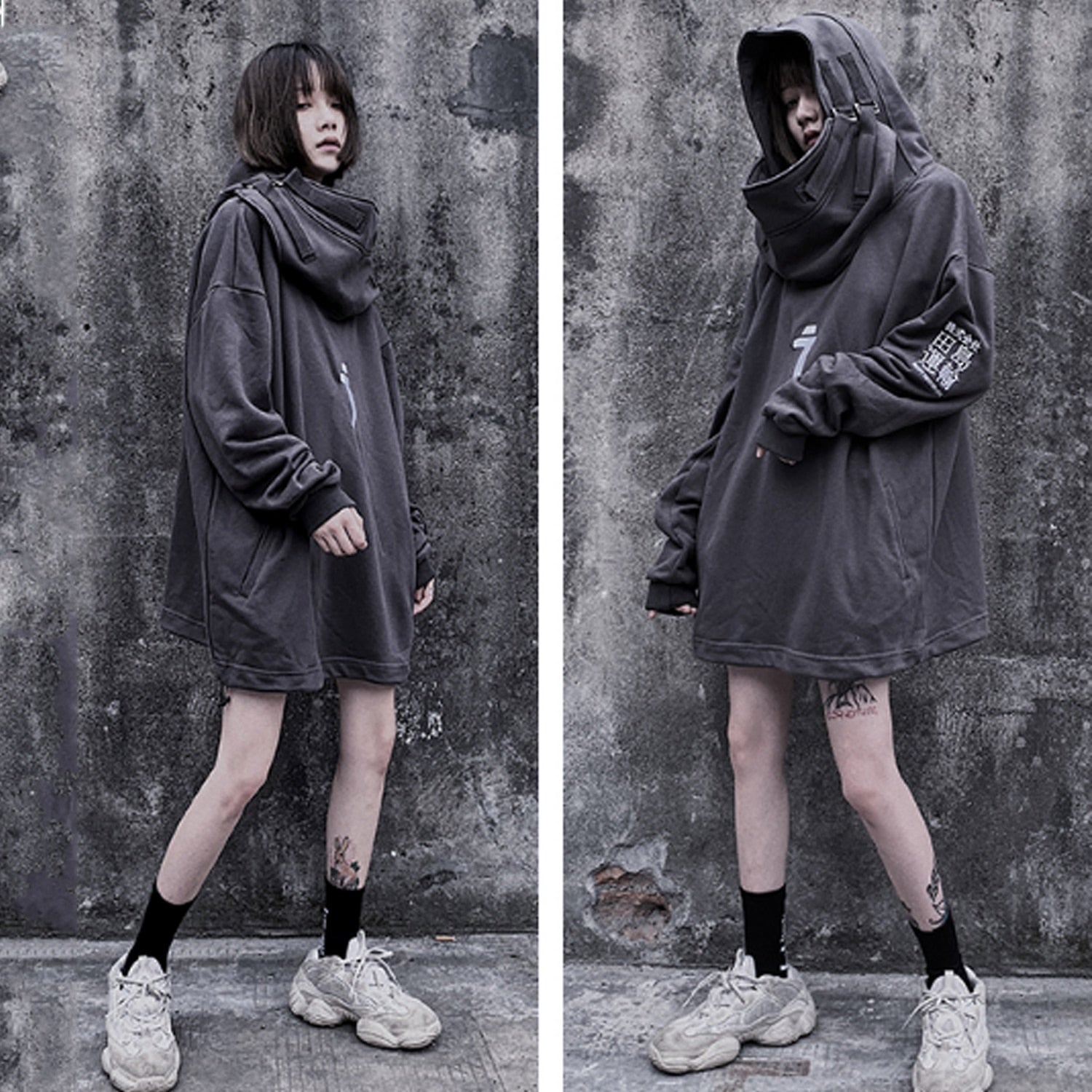 DARK Japanese Streetwear Hoodie Men Harajuku Neck Fish Mouth Pullovers Sweatshirts Oversized Hip Hop Hoodies Techwear - Vimost Shop