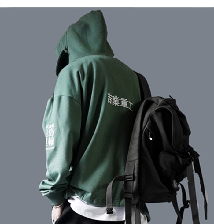 DARK Japanese Streetwear Hoodie Men Harajuku Neck Fish Mouth Pullovers Sweatshirts Oversized Hip Hop Hoodies Techwear - Vimost Shop