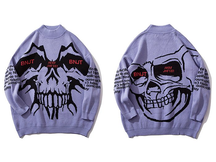 DARK Monster Knitted Men Sweater Autumn Winter Harajuku Streetwear Hip Hop Ripped Male Casual Cotton Pullover Outwear - Vimost Shop