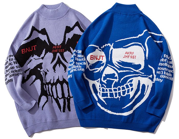 DARK Monster Knitted Men Sweater Autumn Winter Harajuku Streetwear Hip Hop Ripped Male Casual Cotton Pullover Outwear - Vimost Shop