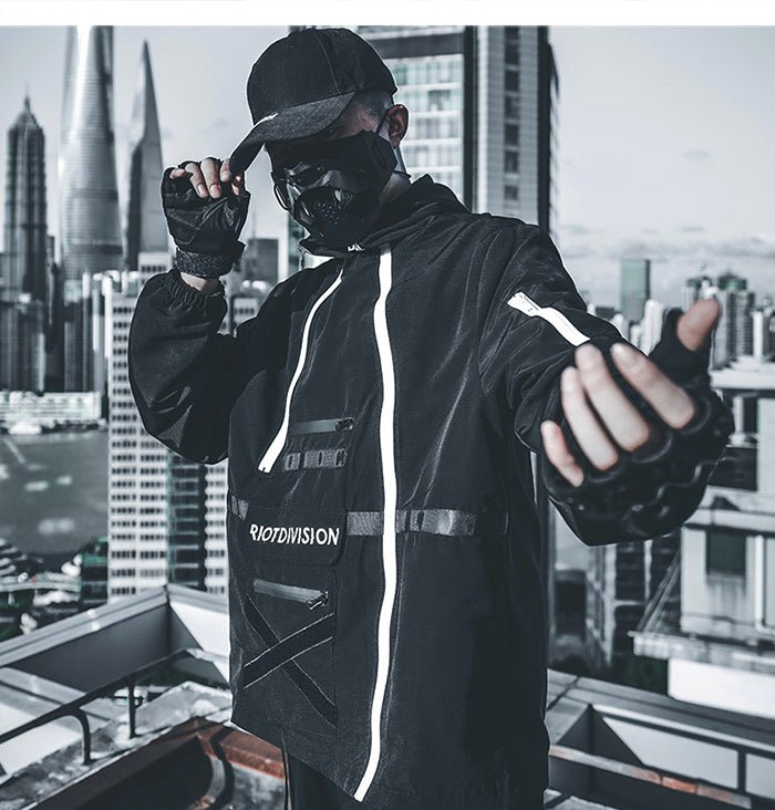 Dark Patchwork Printed Men Cargo Jackets Autumn Casual Streetwear Tops Pullover Harajuku Hip Hop Male Coat - Vimost Shop