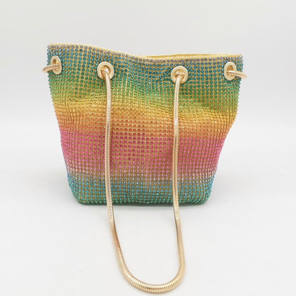 De FGG Rainbow Women Mini Chain Shoulder Purses and Handbags Crystal Clutch Evening Bags Rhinestone Party Crossbody Bag - Vimost Shop