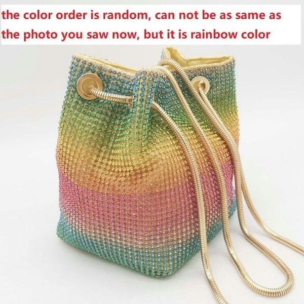 De FGG Rainbow Women Mini Chain Shoulder Purses and Handbags Crystal Clutch Evening Bags Rhinestone Party Crossbody Bag - Vimost Shop