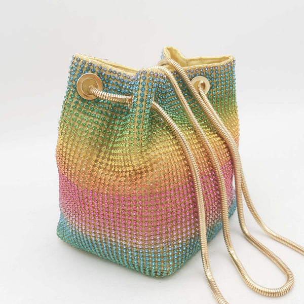 De FGG Rainbow Women Mini Chain Shoulder Purses and Handbags Crystal Clutch Evening Bags Rhinestone Party Crossbody Bag - Vimost Shop