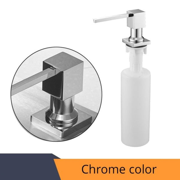 Deck Mounted Kitchen Soap Dispensers Square Pump Chrome Finished Soap Dispensers for Kitchen Built in Counter top Dispenser - Vimost Shop