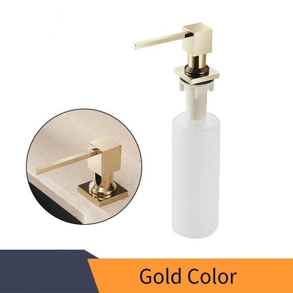 Deck Mounted Kitchen Soap Dispensers Square Pump Chrome Finished Soap Dispensers for Kitchen Built in Counter top Dispenser - Vimost Shop