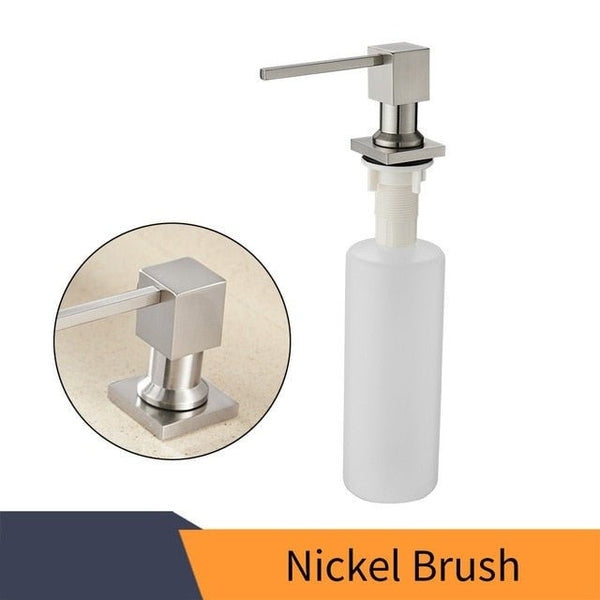 Deck Mounted Kitchen Soap Dispensers Square Pump Chrome Finished Soap Dispensers for Kitchen Built in Counter top Dispenser - Vimost Shop