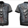 Denim effect men's T-shirt funny skull short sleeve 3D round neck top horror skull demon shirt - Vimost Shop