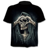 Denim effect men's T-shirt funny skull short sleeve 3D round neck top horror skull demon shirt - Vimost Shop